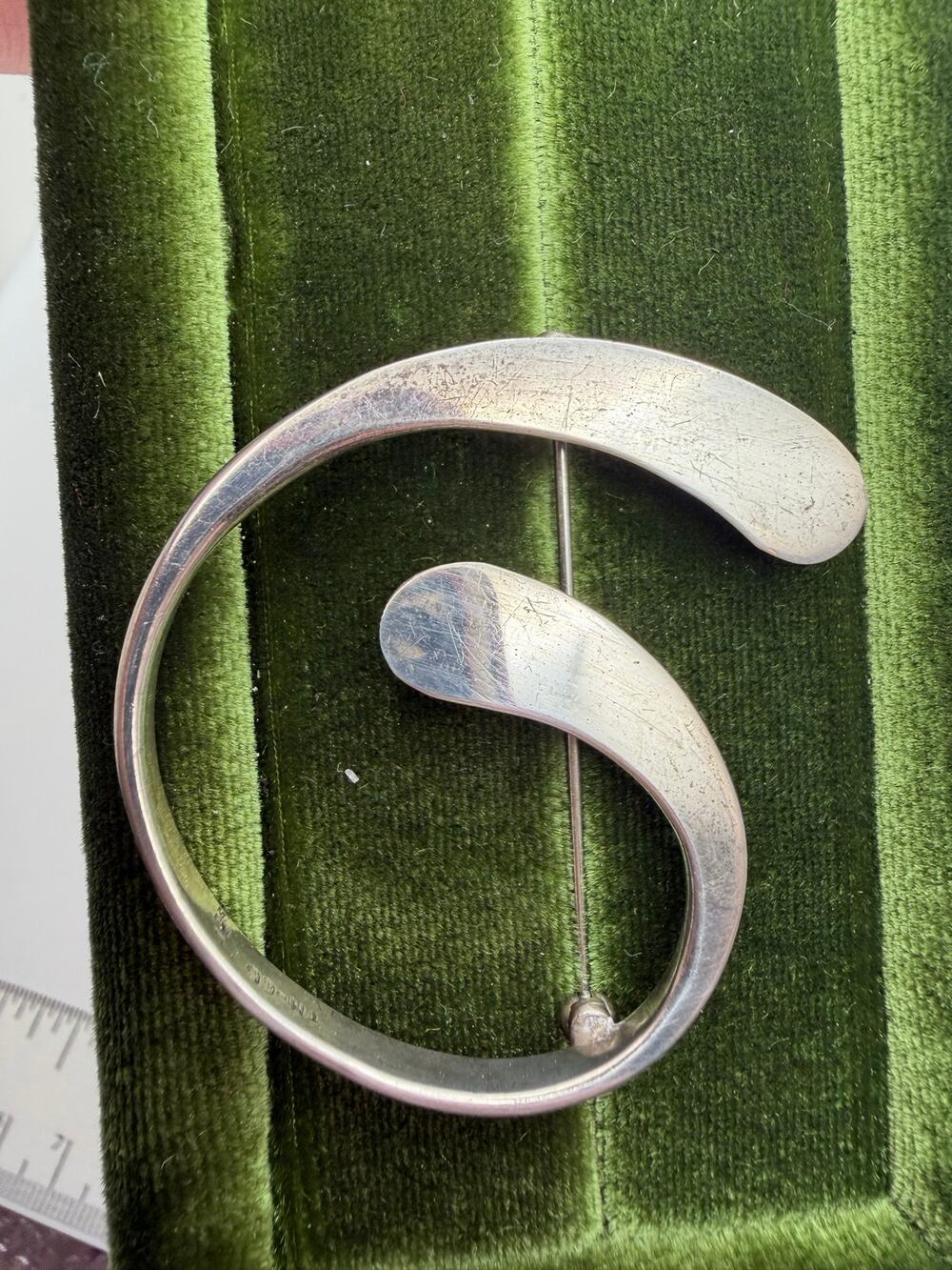 Vintage Used Sterling Mid Century Modern Solid Spiral Taxco brooch